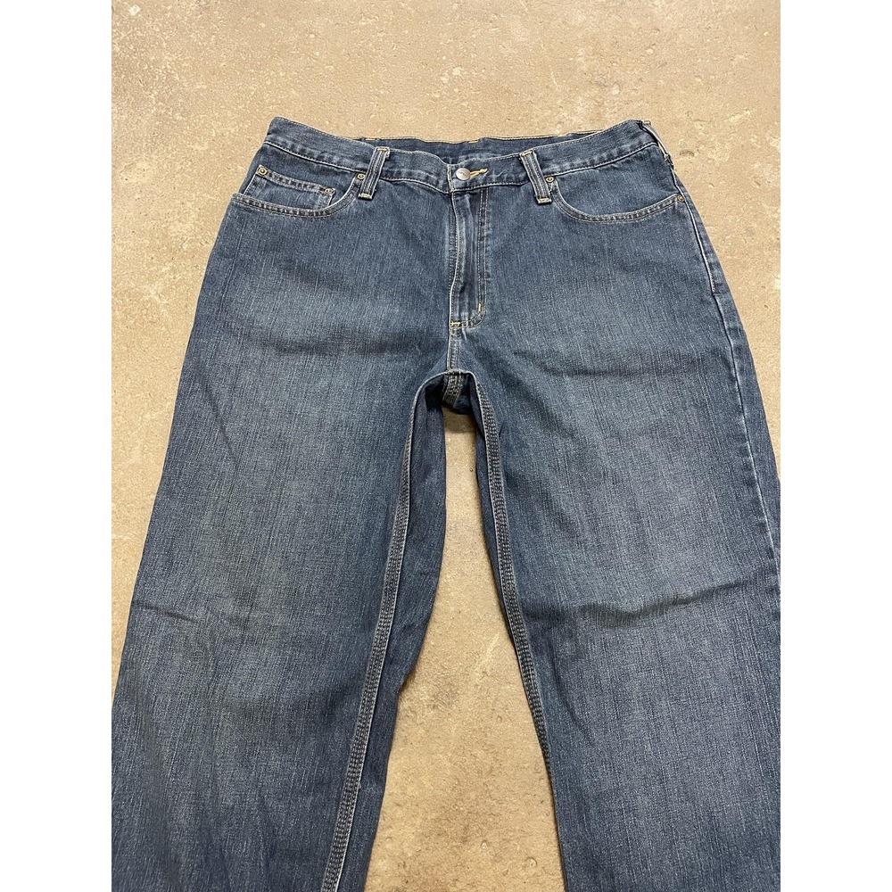 Carhartt 101483-968 Jeans Mens 36x32 Blue Dark Wash Relaxed Straight Denim‎ Work - Picture 4 of 16